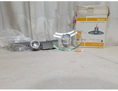 Baron single light pendant fixture with glass shad...