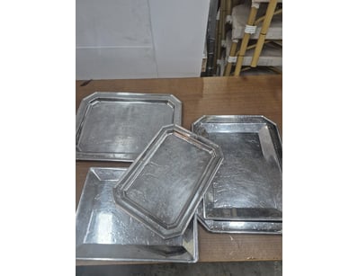 Lot of silver serving trays. 

Sold as lot

