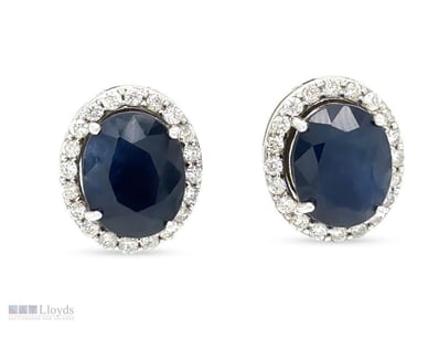 14CT WHITE GOLD SAPPHIRE & DIAMOND STUD EARRINGS 7...