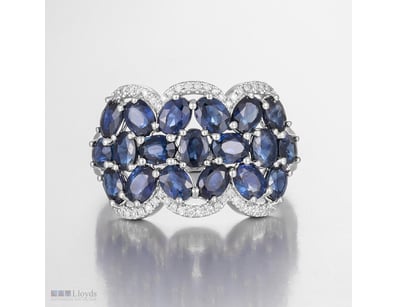 14CT WHITE GOLD AUSTRALIAN SAPPHIRE AND DIAMOND CL...