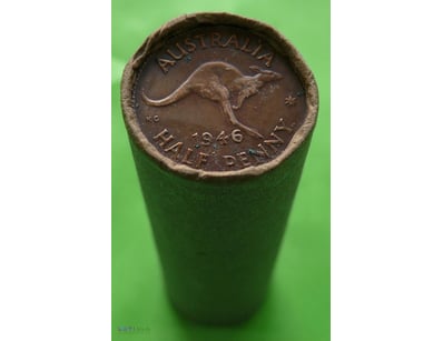 ROLL OF 1946 KGVI, AUSTRALIAN HALF PENNY (50X CIRC...
