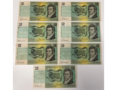 AUSTRALIAN $2 BANKNOTES COLLECTION

X7 R81 (F), ...