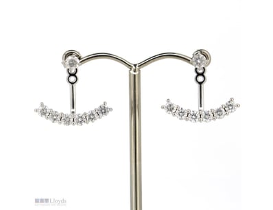 14K WHITE GOLD AND DIAMOND, MULTI-WARE EARRINGS.  ...