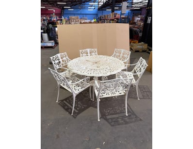 Ornate cast aluminium outdoor dining setting compr...