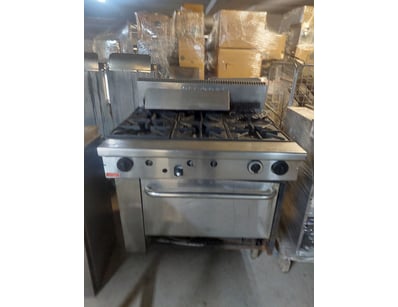 Goldstein PF628 commercial gas range featuring 6 b...
