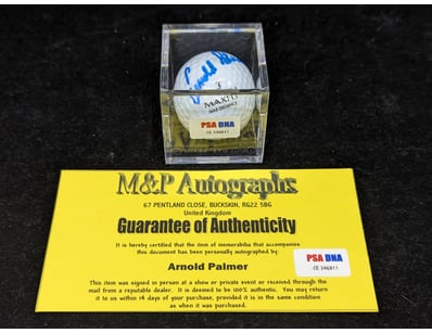 ARNOLD PALMER SIGNED GOLF BALL

Psa #Ce346811
...