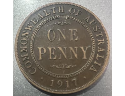 1917 AUSTRALIA KGV ONE PENNY SCARCE DATE  



1075...