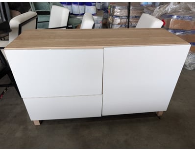 Modern two-tone sideboard featuring a natural oak ...