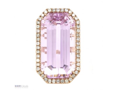 14K ROSE GOLD, 47.23CT KUNZITE AND DIAMOND, STATEM...