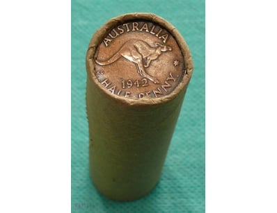 ROLL OF 1942 KGVI, AUSTRALIAN HALF PENNY  

(50X C...