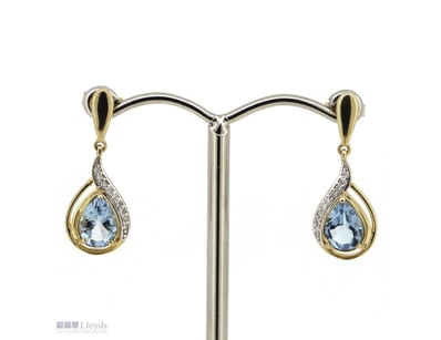 14K YELLOW GOLD, AQUAMARINE AND DIAMOND, VINTAGE I...