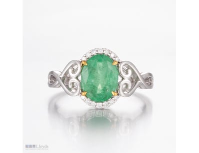 14CT WHITE GOLD ZAMBIAN EMERALD AND DIAMOND DRESS ...