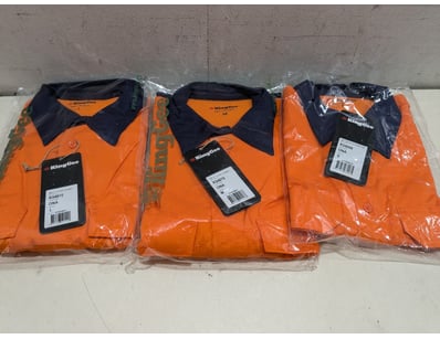 Lot of  KingGee work shirts in orange with navy bl...