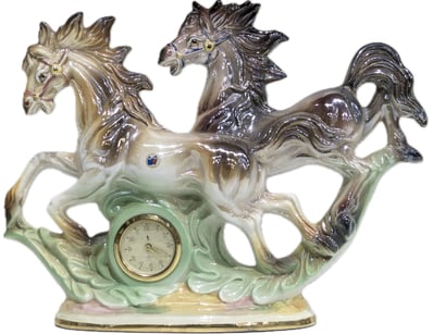 PORCELAIN HORSE CAROUSEL CLOCK FIGURINE

Item Si...