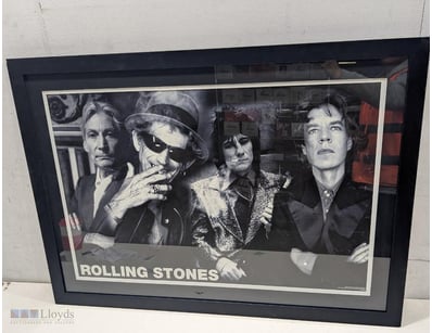 ROLLING STONES FRAMED BLACK AND WHITE PHOTOGRAPH P...