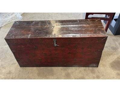 Tibetan Buddhist Chest and Base. Original paint an...