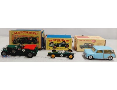 THREE VINTAGE MATCHBOX DIECAST CARS WITH THEIR ORI...