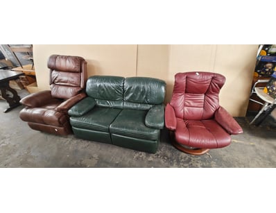 Seating, leather style sofa and arm chairs 

Sol...