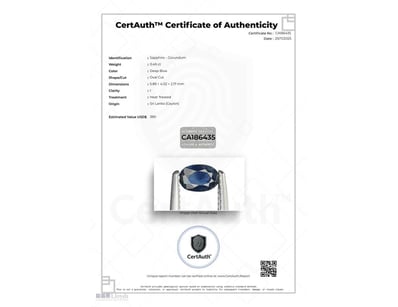 CERTIFIED 0.49CT NATURAL DEEP BLUE SAPPHIRE (CORUN...