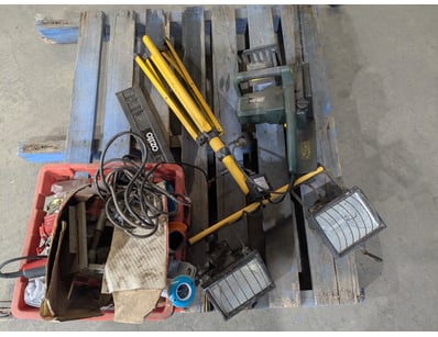 Comprehensive construction site equipment lot feat...