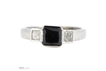 14K White Gold, Black Diamond And Diamond,
