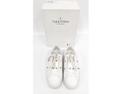 VALENTINO GARAVANI WHITE LEATHER STUDDED PLATFORM ...