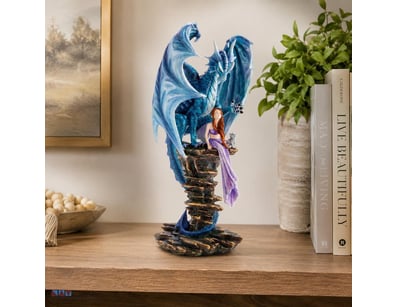 BLUE DRAGON AND MAIDEN FANTASY FIGURINE COLLECTIBL...