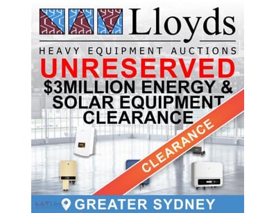 EOFY!  UNRESERVED $3million ENERGY & SOLAR Equipme...