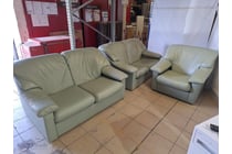 5-Seater Sofa Set, Leather Style, Green Finish