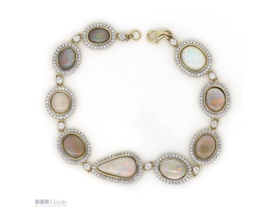 14K YELLOW GOLD, 10.30CT COOBER PEDY OPAL AND DIAM...
