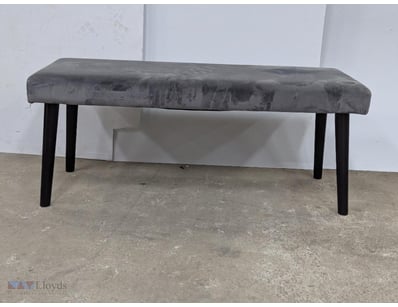 Bench, timber frame, black legs, dark grey velvet ...