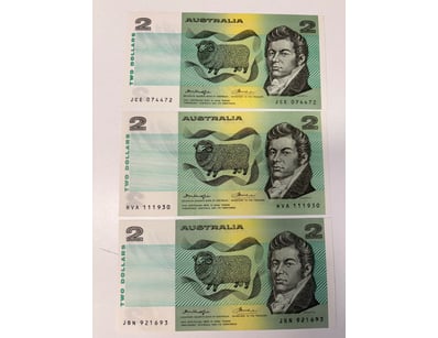 AUSTRALIAN $2 BANKNOTES, R86C (AUNC)

CV: $40 EA...