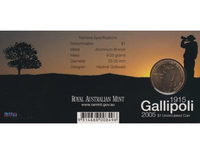 2005-AUSTRALIA GALLIPOLI 90TH ANNIVERSARY $1 COIN ...