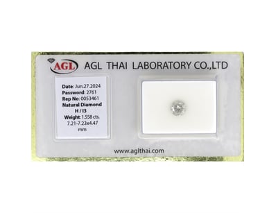 1.558CT CERTIFIED, NATURAL DIAMOND     

Round Bri...