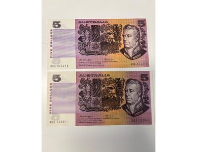 AUSTRALIAN FIVE DOLLAR NOTES, R206A (AUNC)

CV: ...