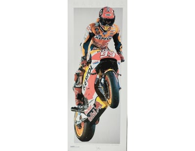 PRINT OF A "MARC MARQUEZ VERTICAL WINGS WHEELIE TR...