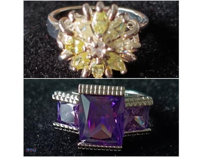 2 X SILVER RINGS WITH CUBIC ZIRCONIAS SIZE        ...