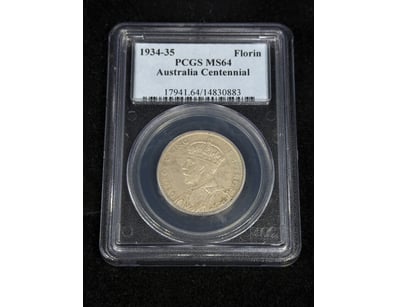 1934-35 PCGS GRADED AUSTRALIAN CENTENNIAL FLORIN C...