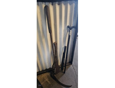 Assorted Cutting Tools & Walking Stick, SOLD AS LO...