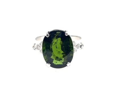 18CT WHITE GOLD (XRF TESTED) TOURMALINE AND DIAMON...