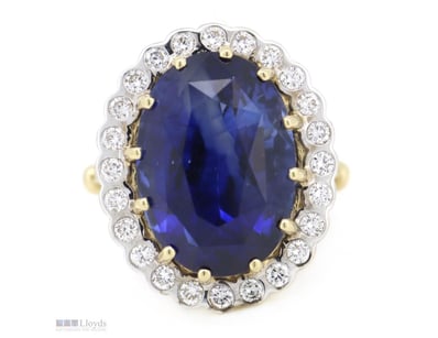 14K YELLOW GOLD, 13.48CT BLUE CEYLON SAPPHIRE AND ...