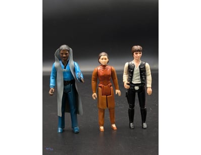 1980 LANDO CALRISSIAN WITH GUN, 1980 PRINCESS LEIA...
