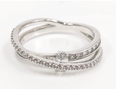 Swarovski Hyperbola ring in white rhodium-plated f...
