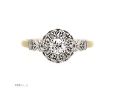 14K YELLOW/WHITE GOLD AND DIAMOND, DRESS RING.    ...