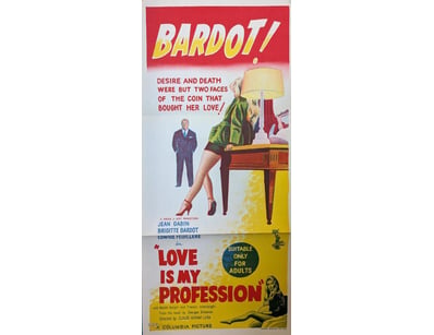 BARDOT - "LOVE IS MY PROFESSION" VINTAGE DAYBILL P...