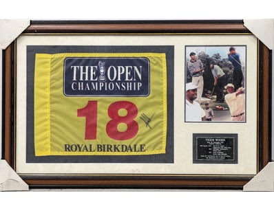 TIGER WOODS SIGNED ROYAL BIRKDALE FLAG

Item Siz...