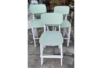 19 · Mint Green Metal Bar Stools with White Tubular