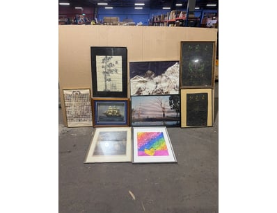 Curated collection of framed artworks featuring di...