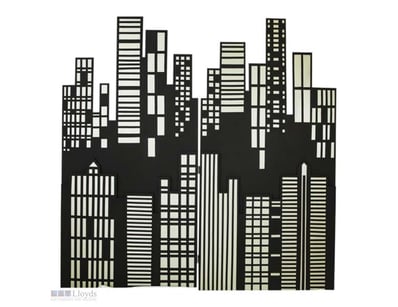 Backdrop City Skyline Painted 
MDF Black & Gold (2...