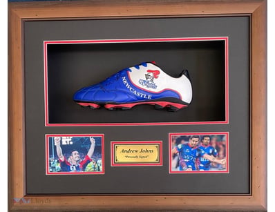 ANDREW JOHNS PERSONALLY SIGNED BOOT 

Box Framed U...